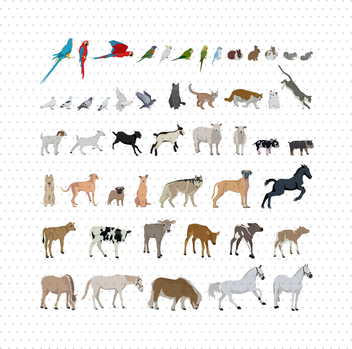 Detailed Pet Animals Mega Pack — cutout pack for architectural visualisation