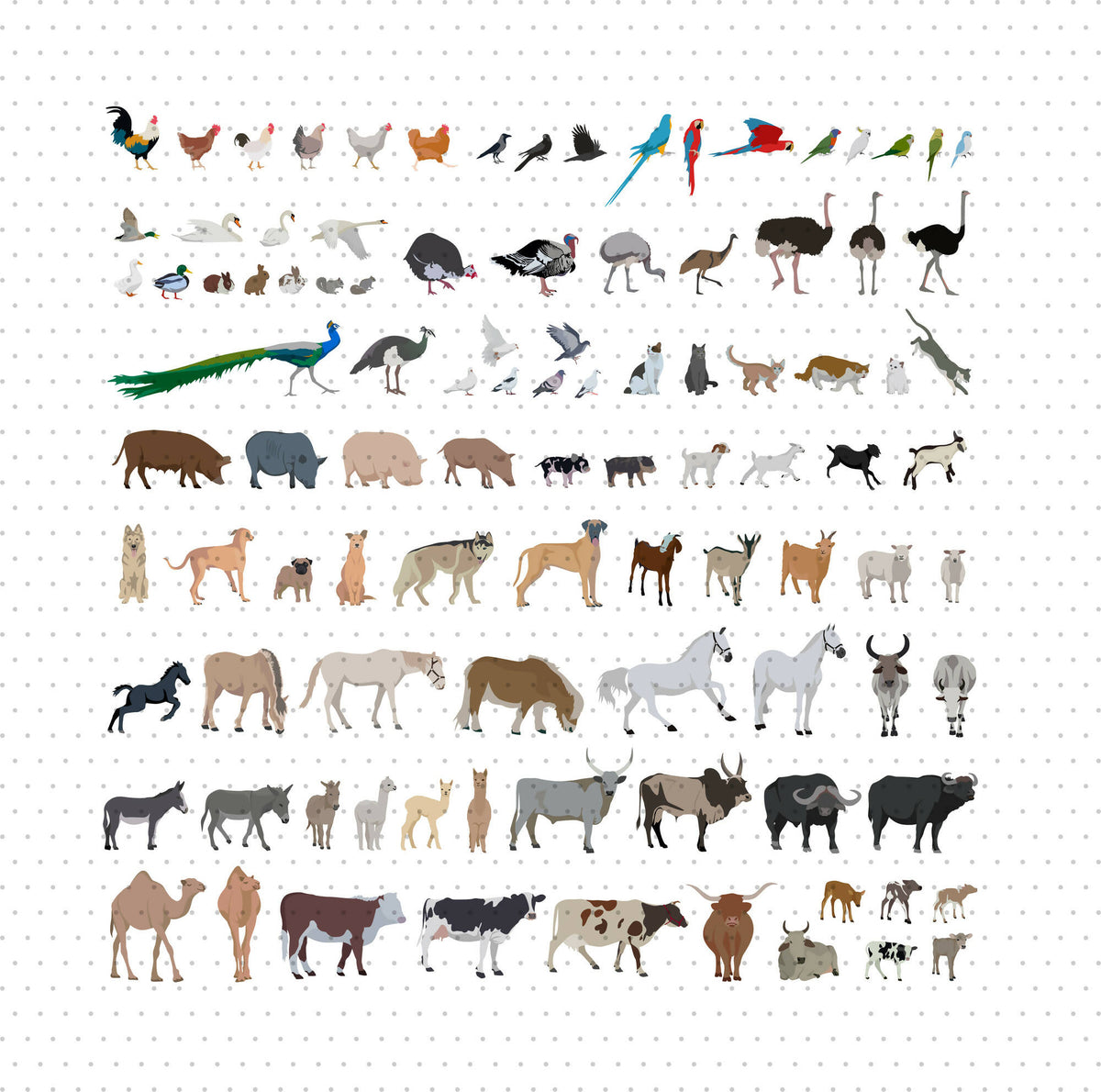 Domestic Animals and Birds Mega Pack — cutout pack for architectural visualisation