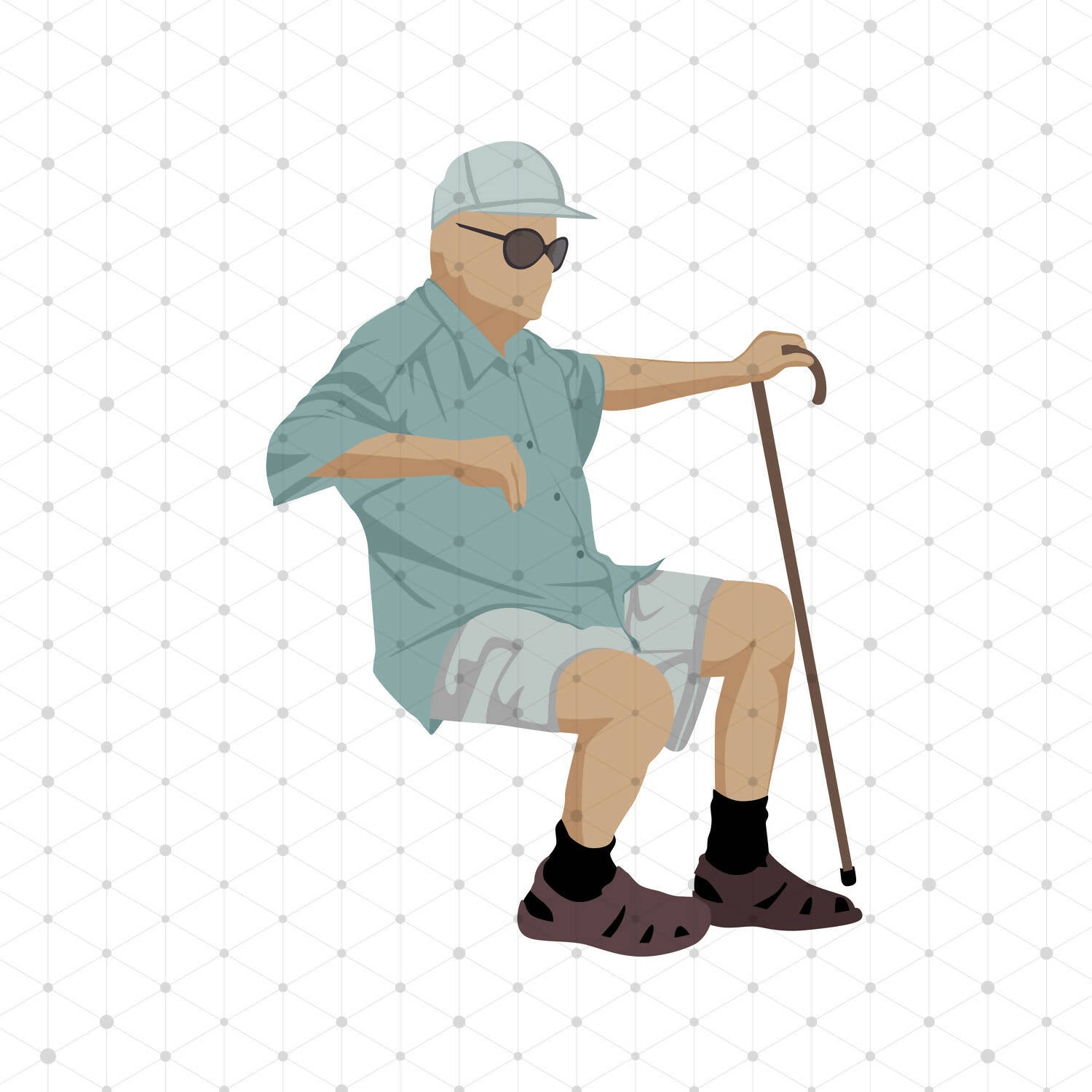 Elderly People Pack (23 Vectors & PNGs) — cutout pack for architectural visualisation, preview 3 of 5