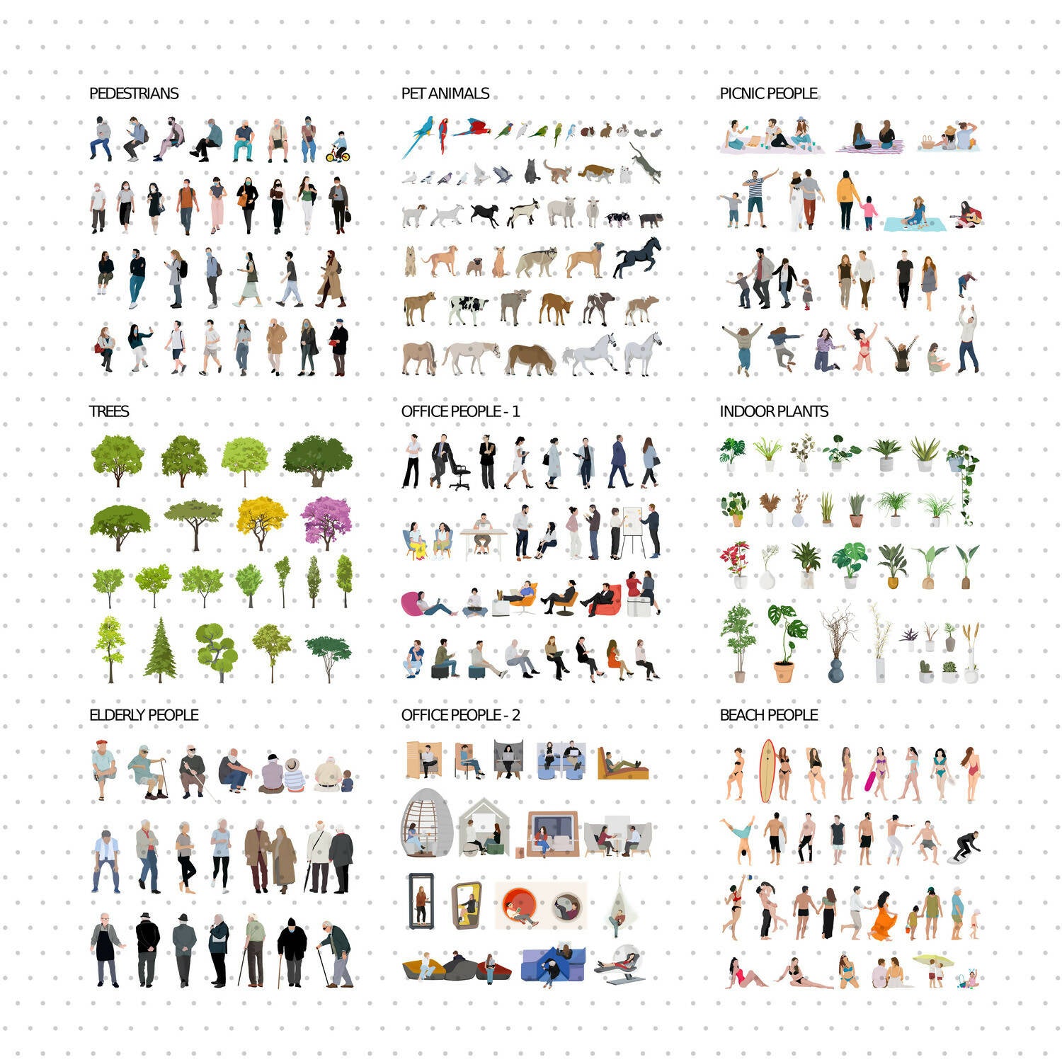 Essential Urban Mega Pack (276 Figures) — cutout pack for architectural visualisation