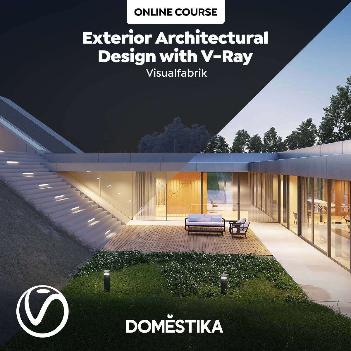 Exterior Architectural Rendering with V-Ray — video course for architects, preview 1 of 2