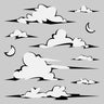 Flat Vector Cartoon Clouds — cutout pack for architectural visualisation