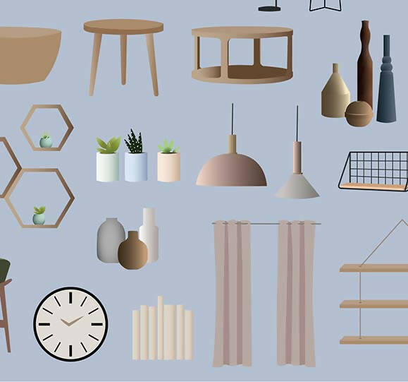 Flat Vector Decoration Objects — cutout pack for architectural visualisation, preview 2 of 2