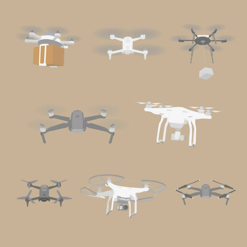 Flat Vector Drones — cutout pack for architectural visualisation, preview 2 of 2
