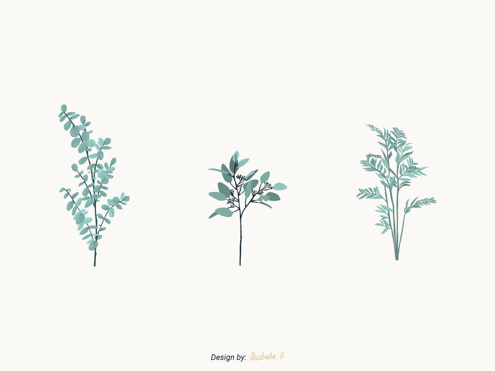 Flat Vector Flower And Leaves Pack — cutout pack for architectural visualisation, preview 3 of 4