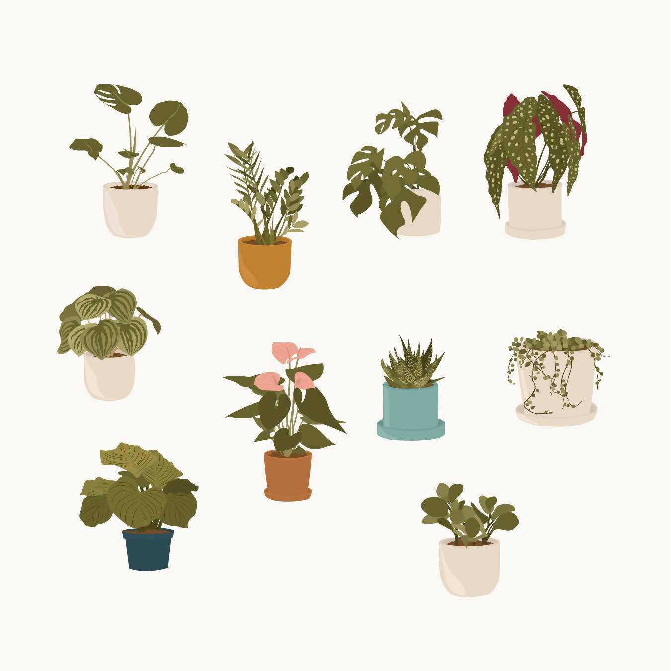 Flat Vector House Plants — cutout pack for architectural visualisation, preview 1 of 2