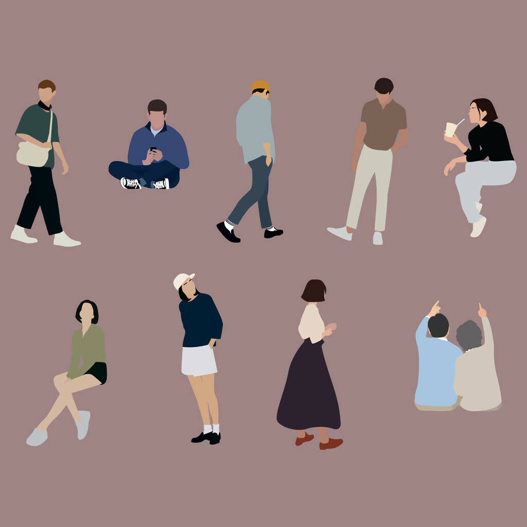 Flat Vector People Illustrations — cutout pack for architectural visualisation