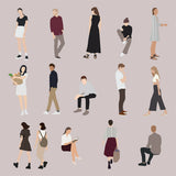 Flat Vector People Illustrations: Everyday Life Set (15 Figures)