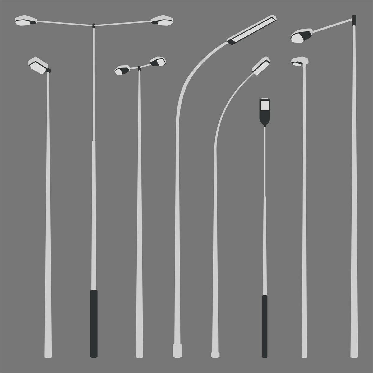 Flat Vector Roadway Lights — cutout pack for architectural visualisation