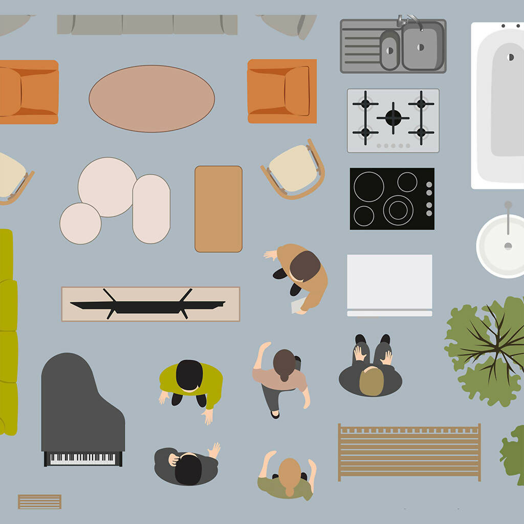 Flat Vector Top View House Objects — cutout pack for architectural visualisation, preview 2 of 2