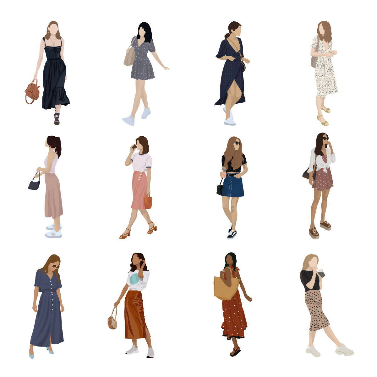 Flat Vector Women Pack — cutout pack for architectural visualisation