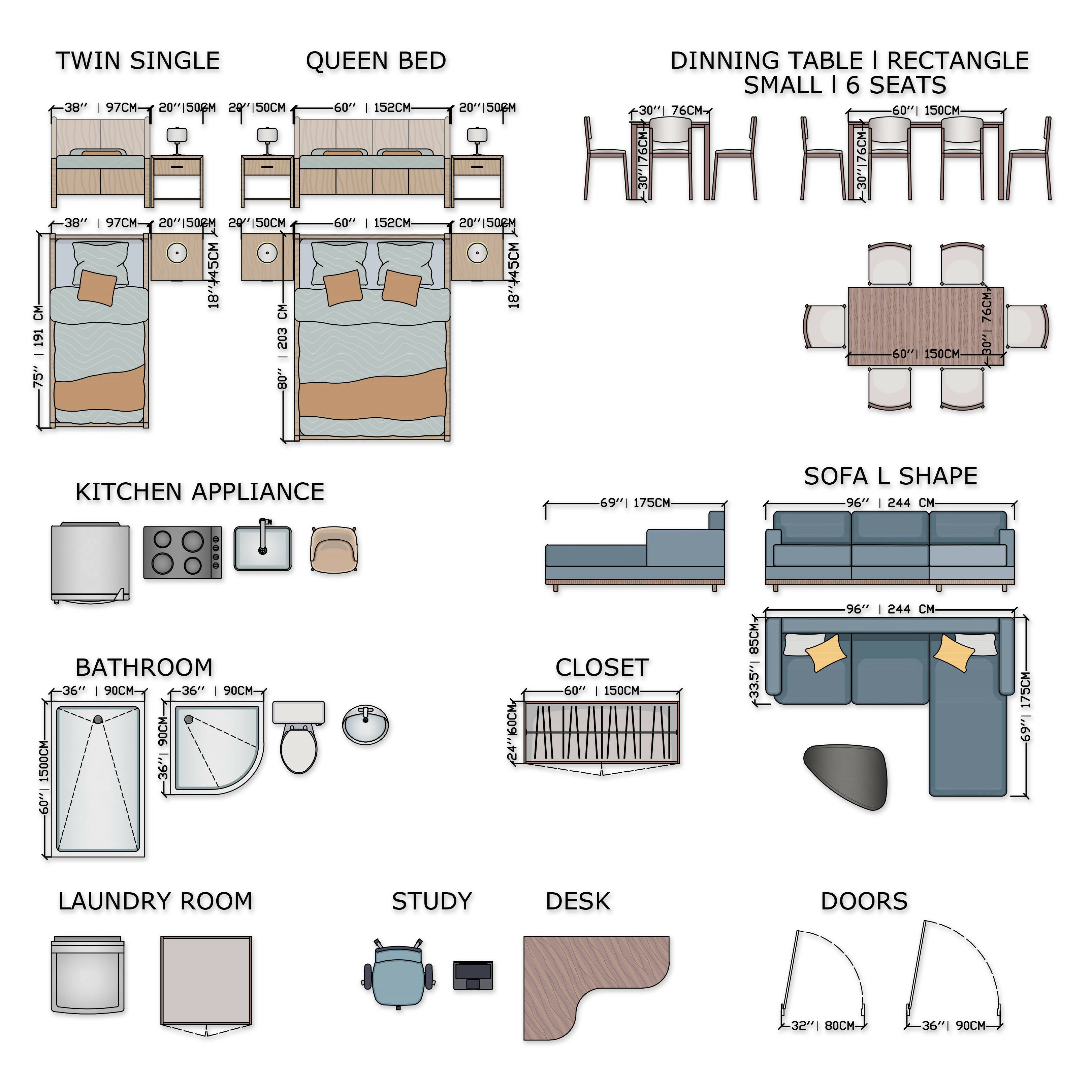 Floor Plan Apartment 1 – CAD Bundle — CAD block set for architectural drawings, preview 1 of 5