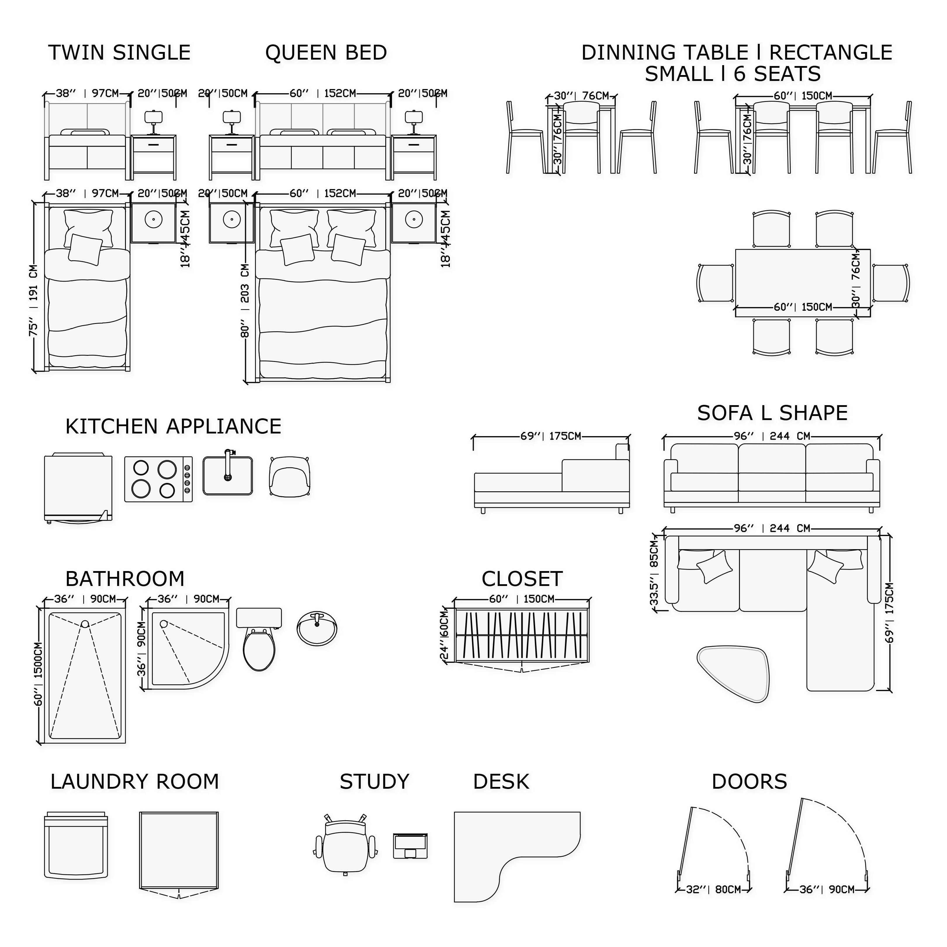 Floor Plan Apartment 1 – CAD Bundle — CAD block set for architectural drawings, preview 4 of 5