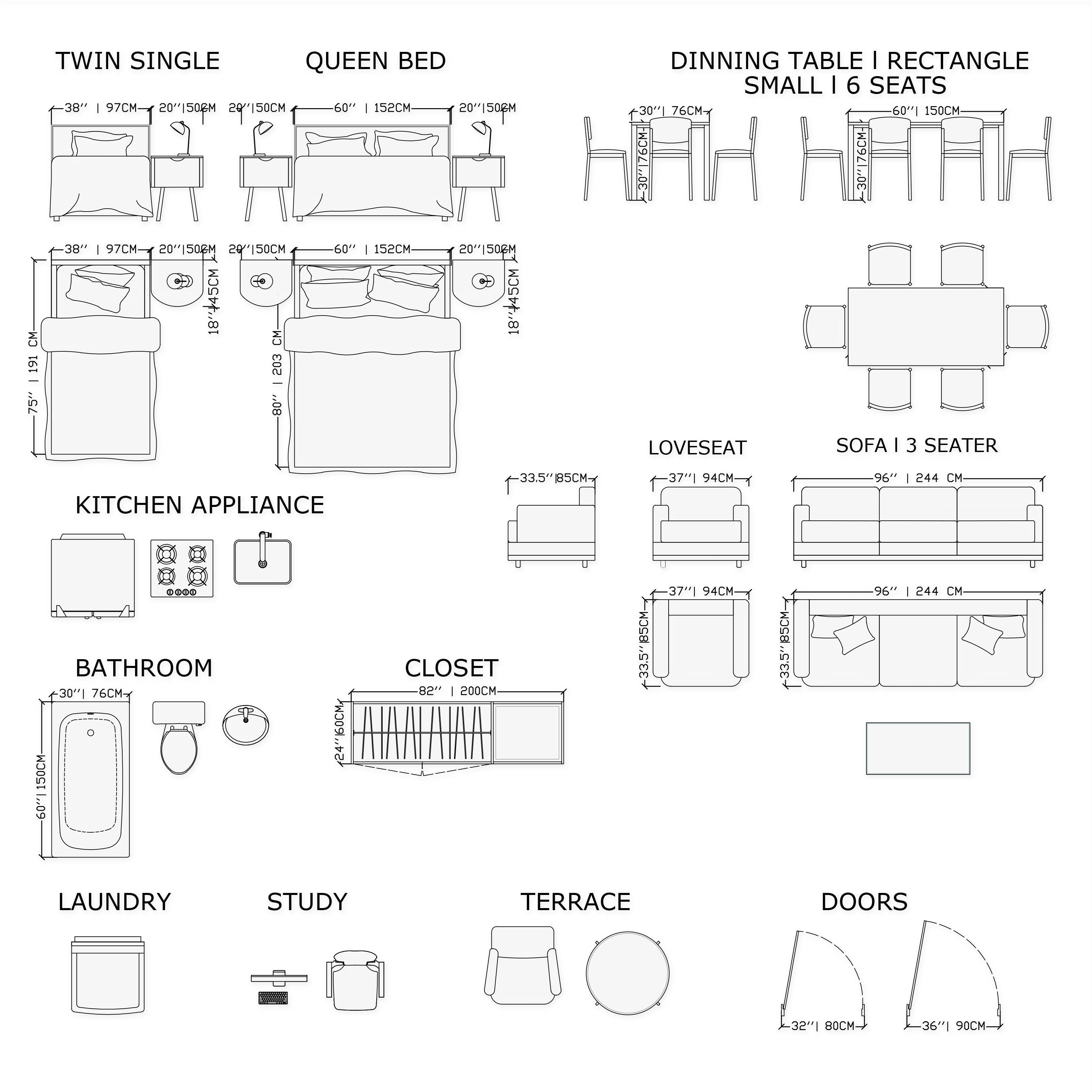 Floor Plan Apartment 2 – CAD Bundle — CAD block set for architectural drawings, preview 4 of 5