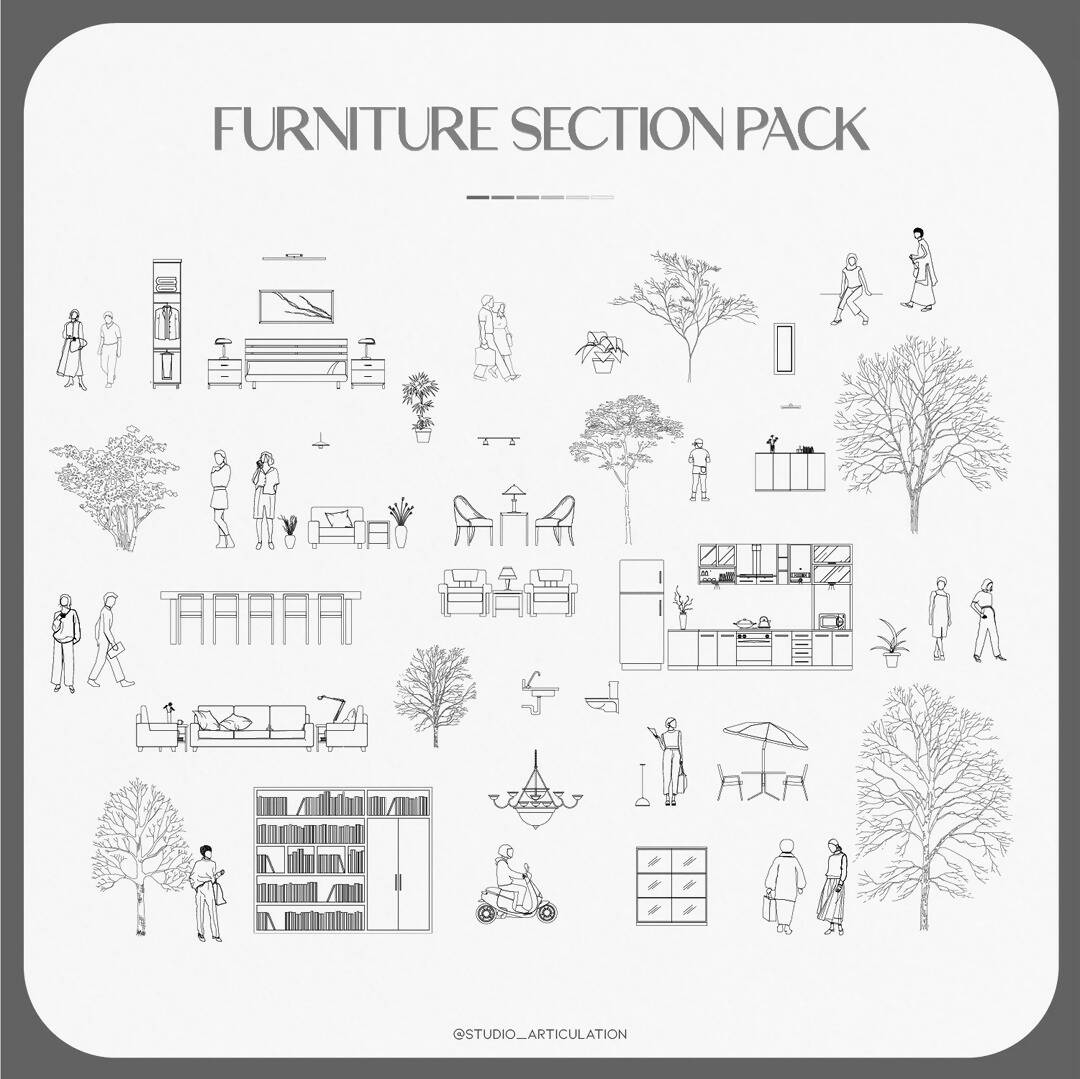 Furniture Section Pack — cutout pack for architectural visualisation, preview 2 of 5