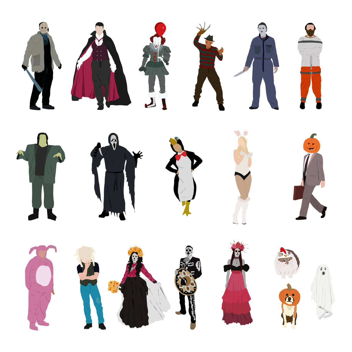 Halloween Characters (19 figures) — cutout pack for architectural visualisation, preview 1 of 4