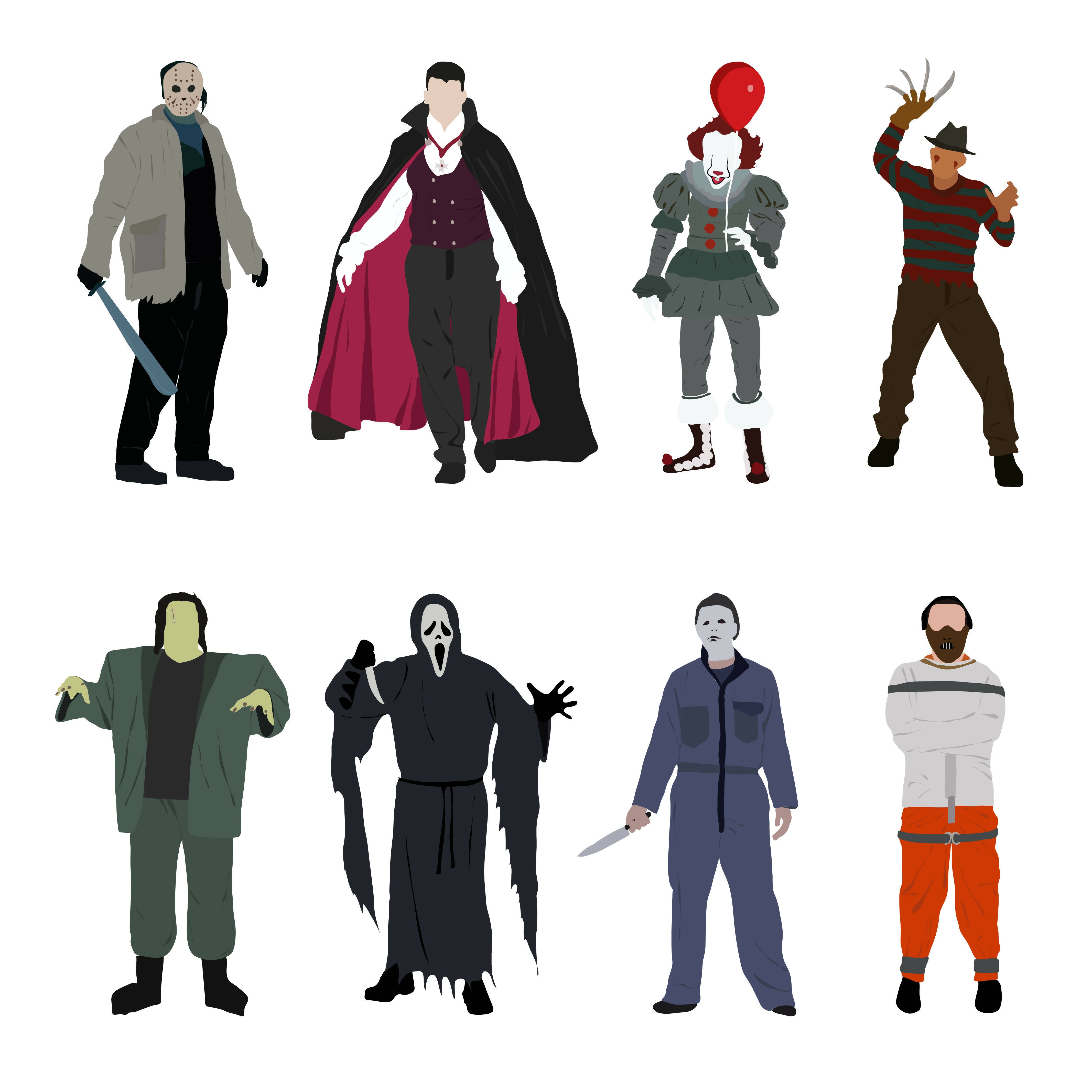 Halloween Characters (19 figures) — cutout pack for architectural visualisation, preview 2 of 4