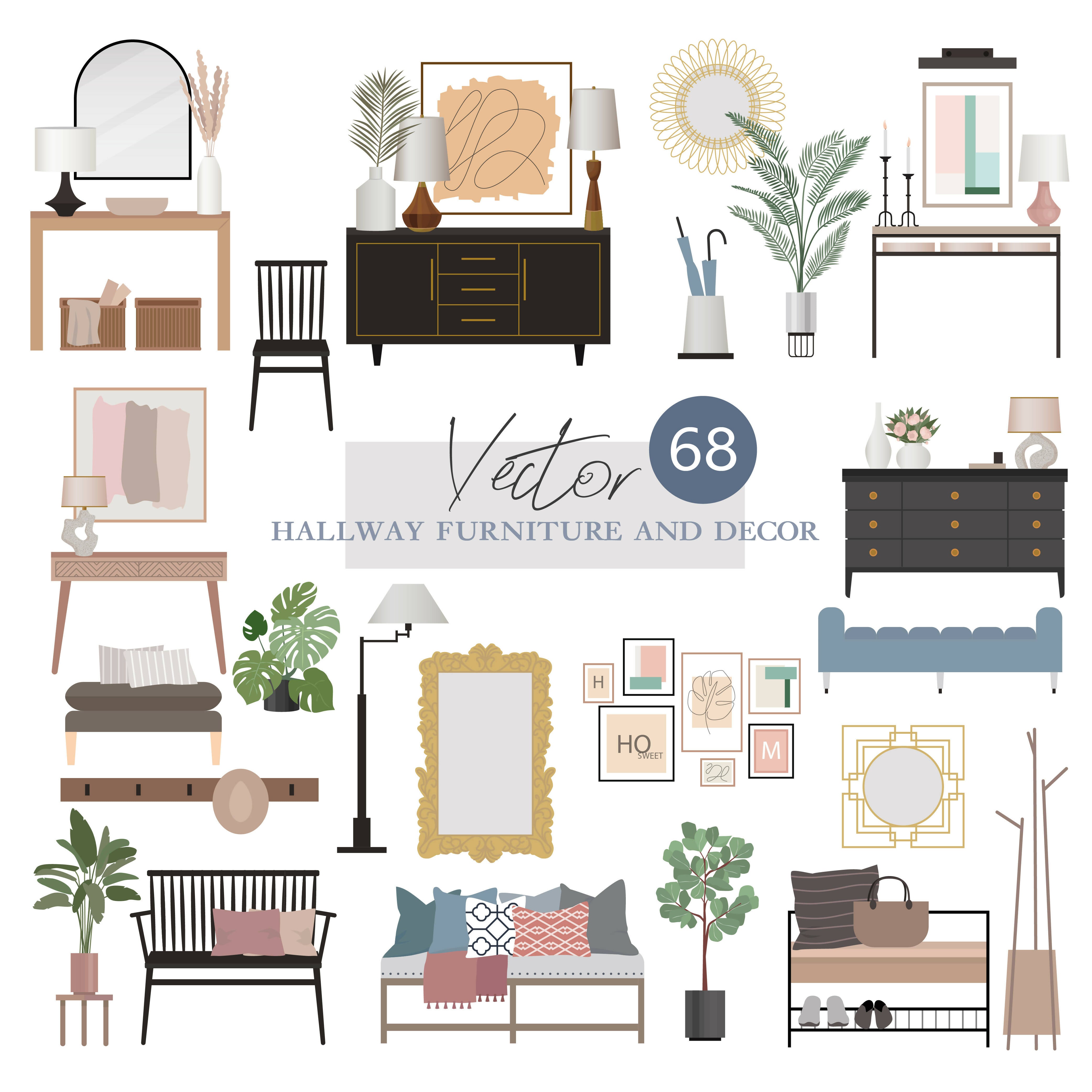 Hallway Furniture Cutouts Pack — cutout pack for architectural visualisation, preview 1 of 7