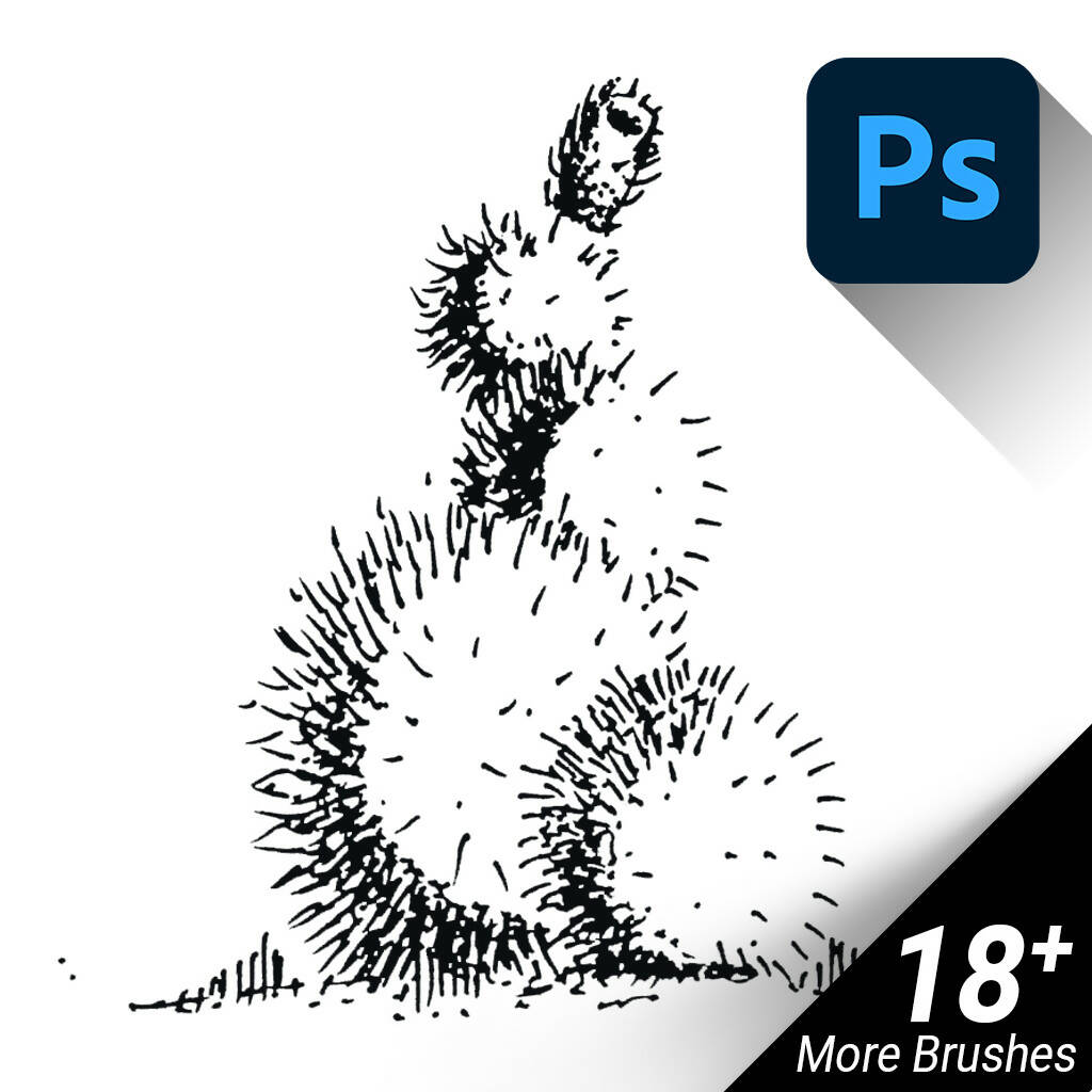 Hand-Drawn / Hand-Sketched / Front View Trees / Photoshop Brushes / SET#02 — brush set, preview 2 of 10