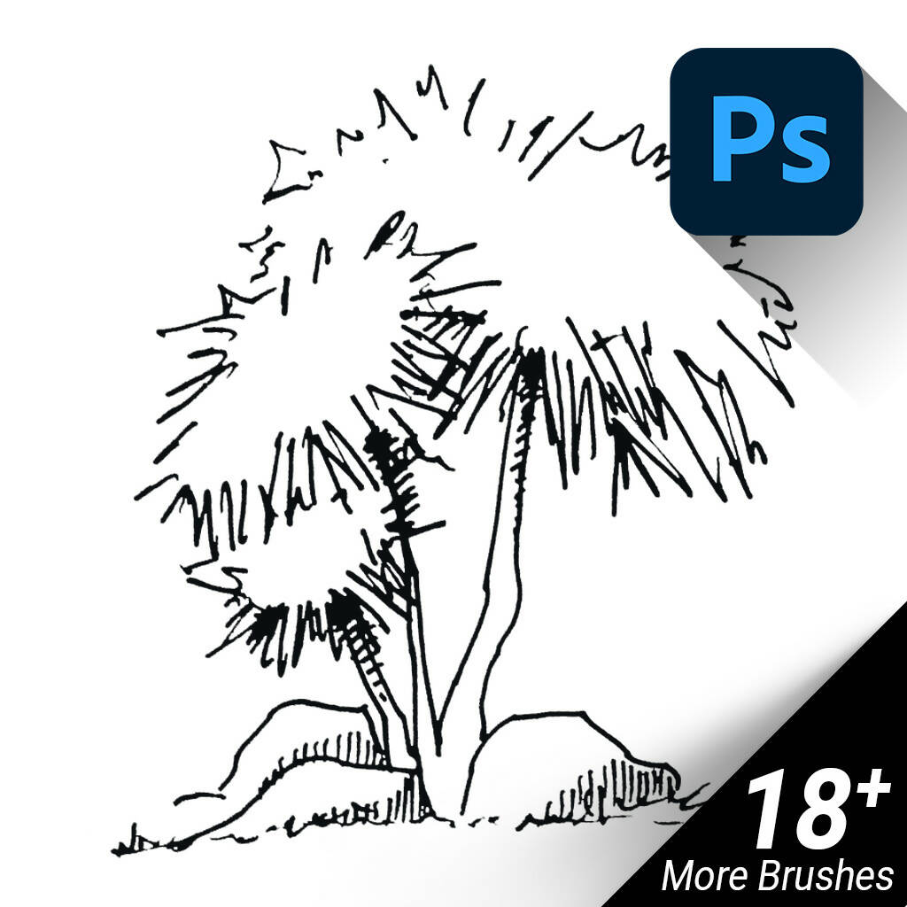 Hand-Drawn / Hand-Sketched / Front View Trees / Photoshop Brushes / SET#02 — brush set, preview 3 of 10