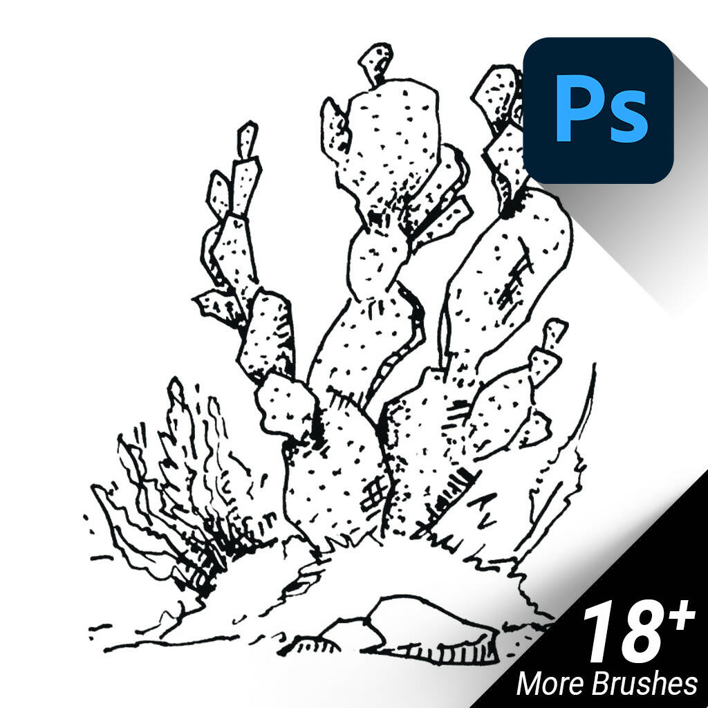 Hand-Drawn / Hand-Sketched / Front View Trees / Photoshop Brushes / SET#02 — brush set, preview 4 of 10