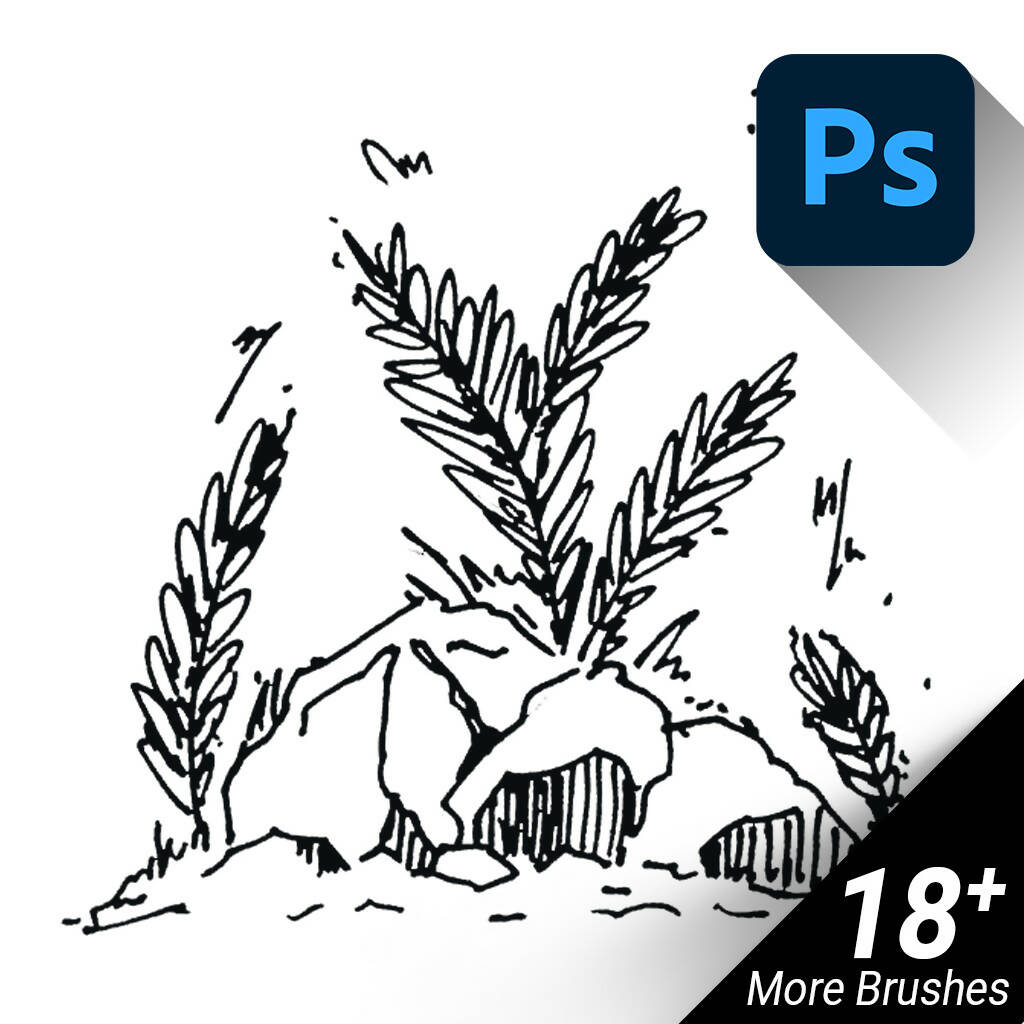 Hand-Drawn / Hand-Sketched / Front View Trees / Photoshop Brushes / SET#02 — brush set, preview 5 of 10