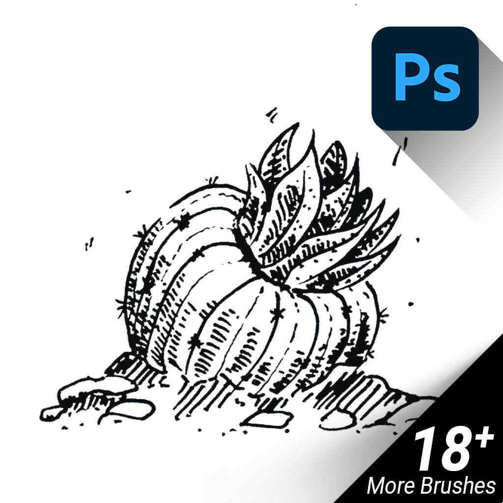 Hand-Drawn / Hand-Sketched / Front View Trees / Photoshop Brushes / SET#02 — brush set, preview 6 of 10