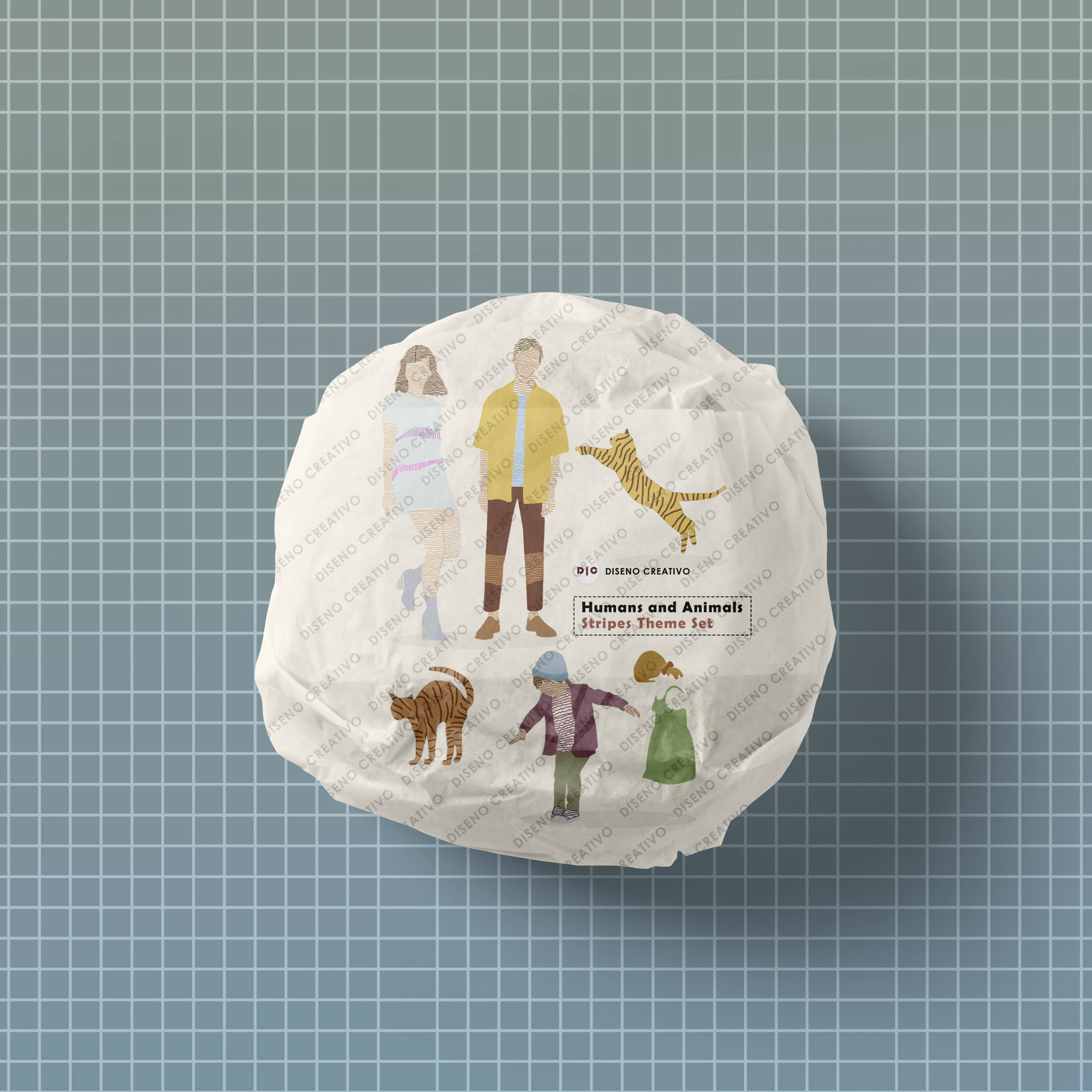 Humans and Animals Set- Stripes Theme Set — cutout pack for architectural visualisation, preview 1 of 3