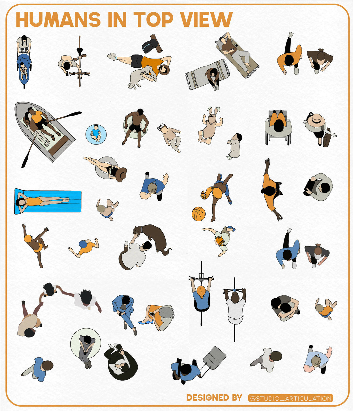 Humans In Top View — cutout pack for architectural visualisation, preview 3 of 3