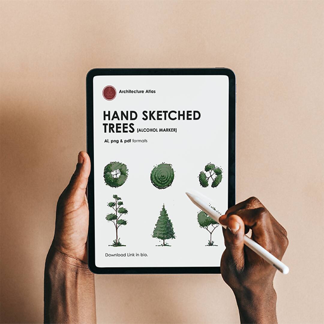 Illustrated - Hand Sketched Trees [ALCOHOL MARKER] — cutout pack for architectural visualisation