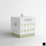 Illustrated Trees PNG Pack (5 Single Trees and 5 Tree Groups)