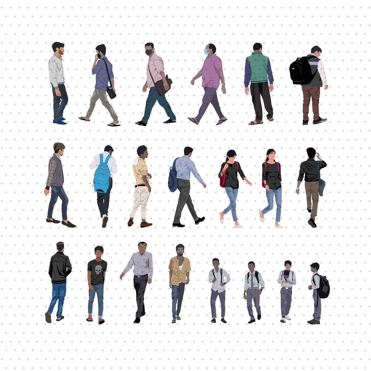 Indian People Pack 01 (21 Figures) — cutout pack for architectural visualisation, preview 1 of 5