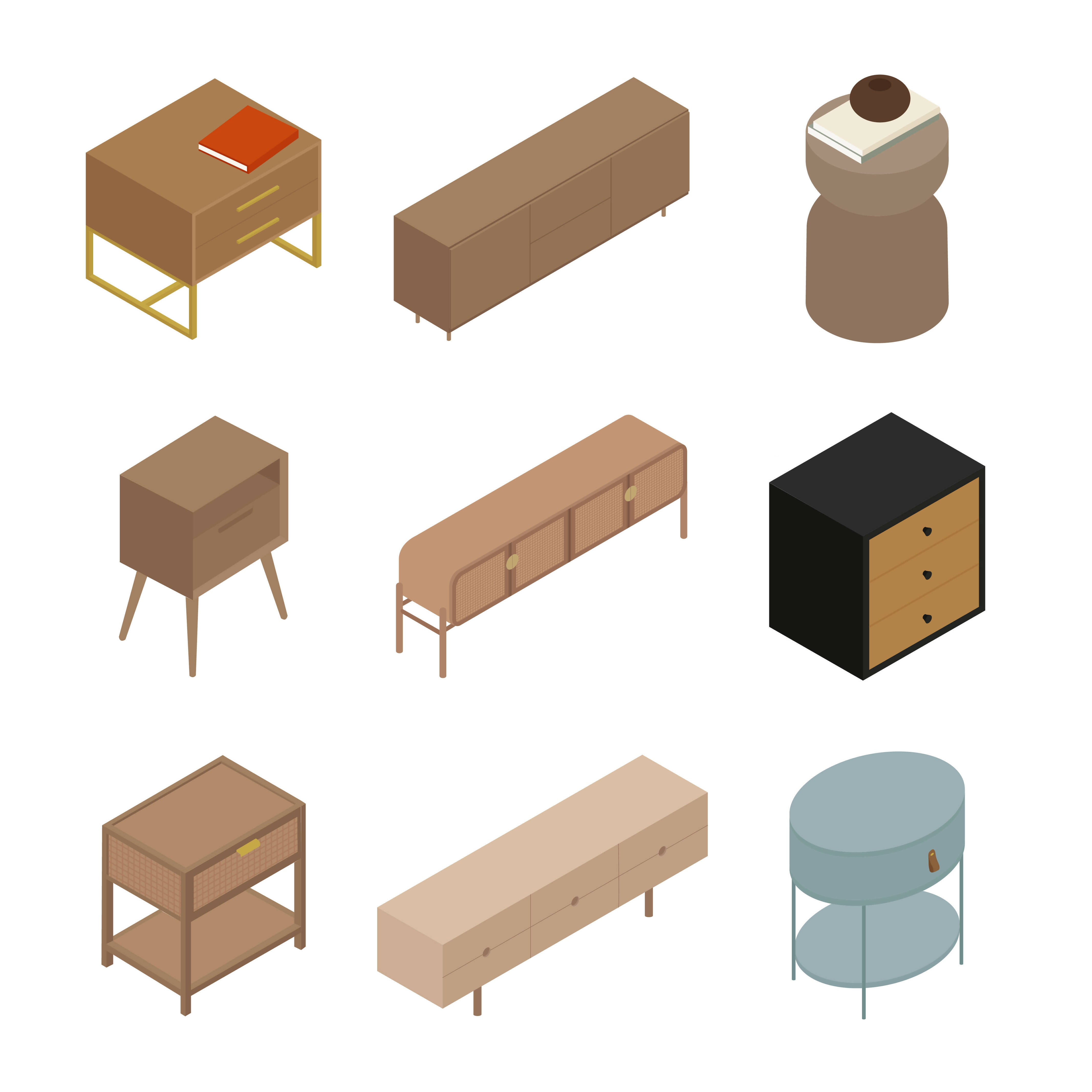 Isometric Bedroom Library (125 figures) — cutout pack for architectural visualisation, preview 3 of 8