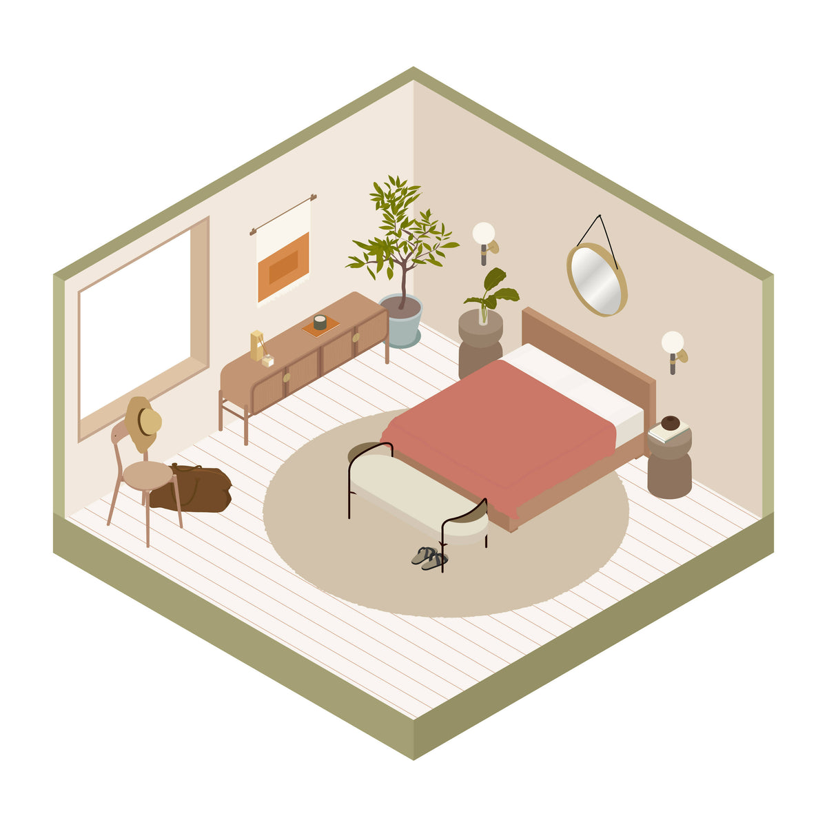 Isometric Bedroom Library (125 figures) — cutout pack for architectural visualisation, preview 8 of 8