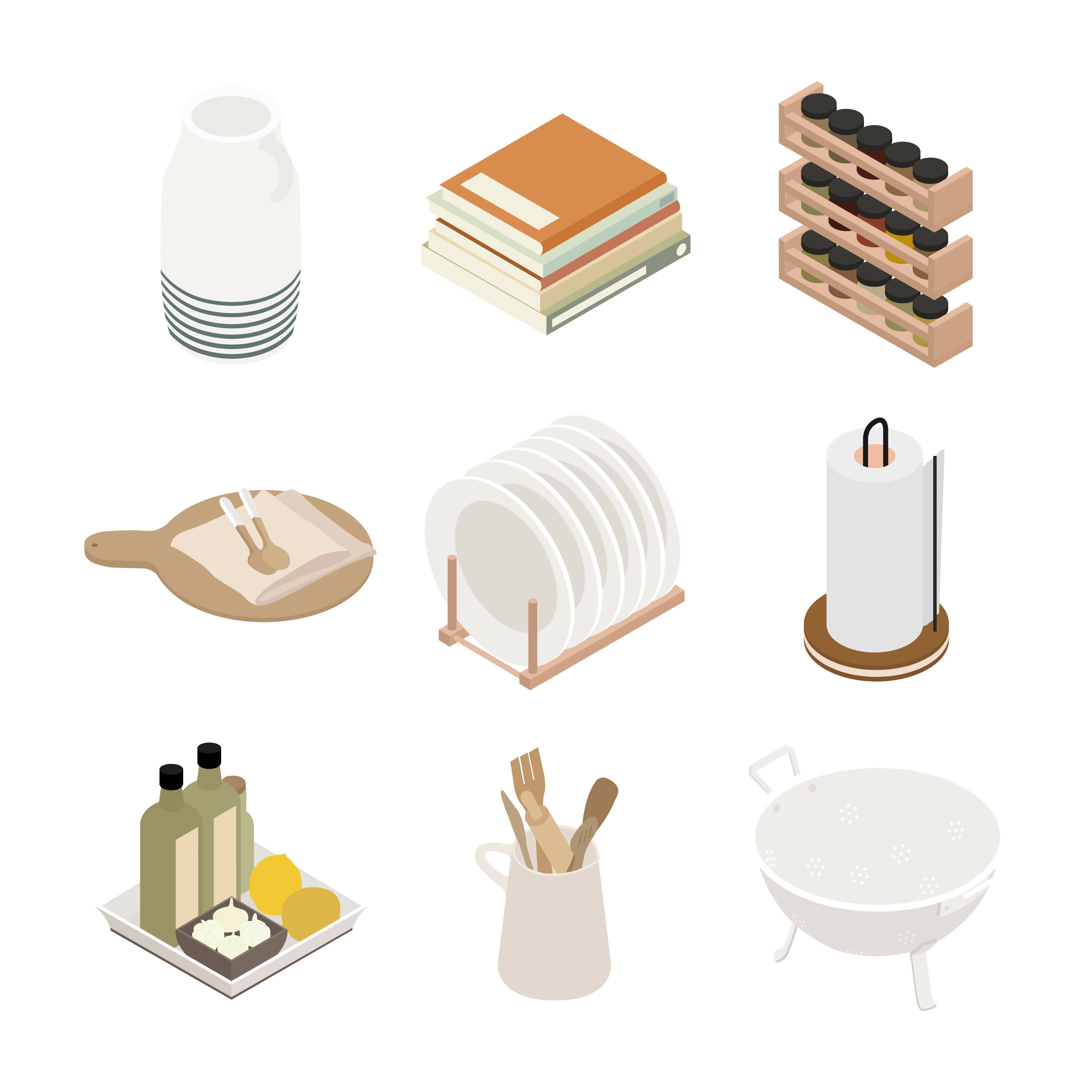 Isometric Kitchen Library (100 figures) — cutout pack for architectural visualisation, preview 3 of 6