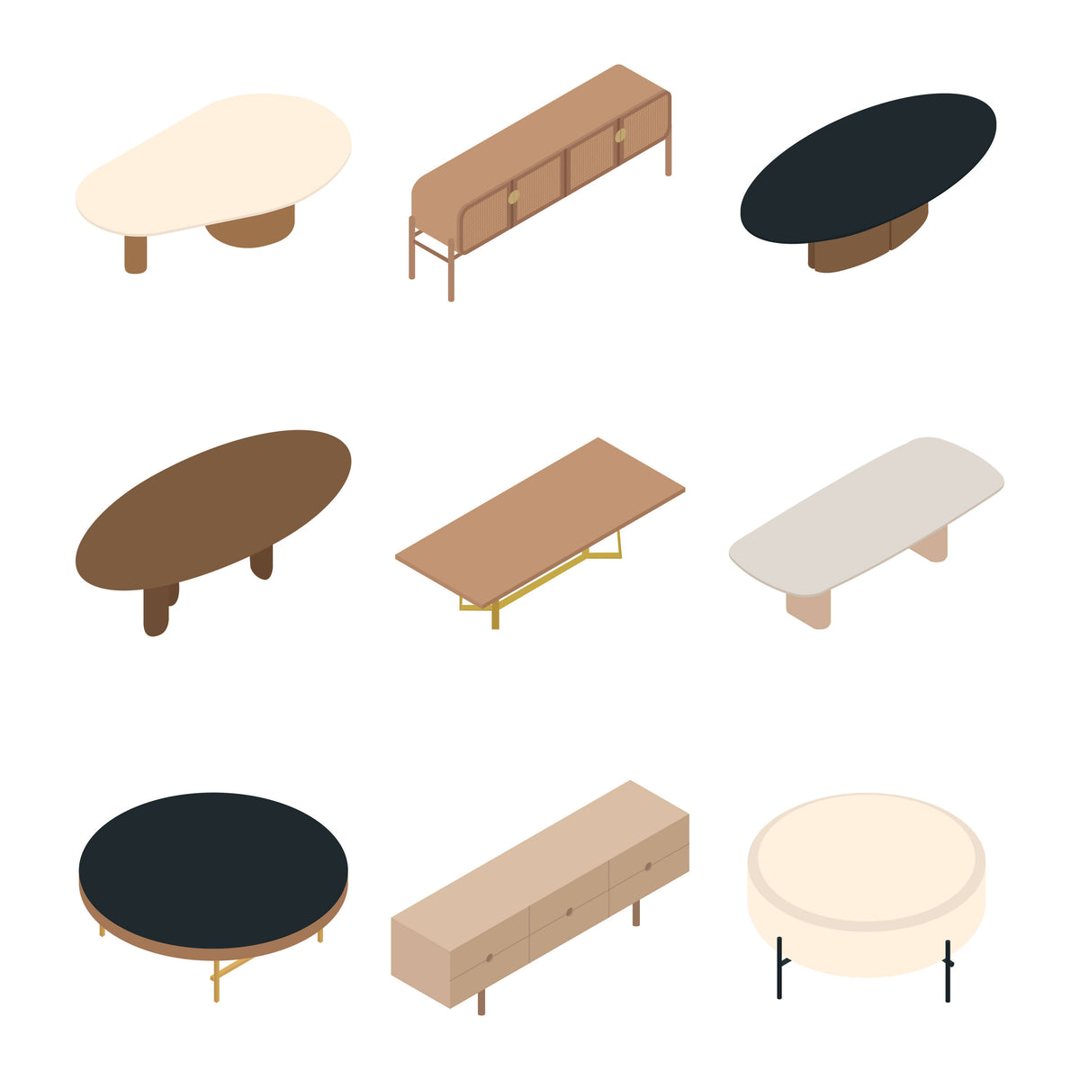 Isometric Living Room Library (140 figures) — cutout pack for architectural visualisation, preview 5 of 8