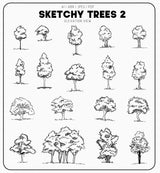 19 Sketchy Trees Cutout Pack
