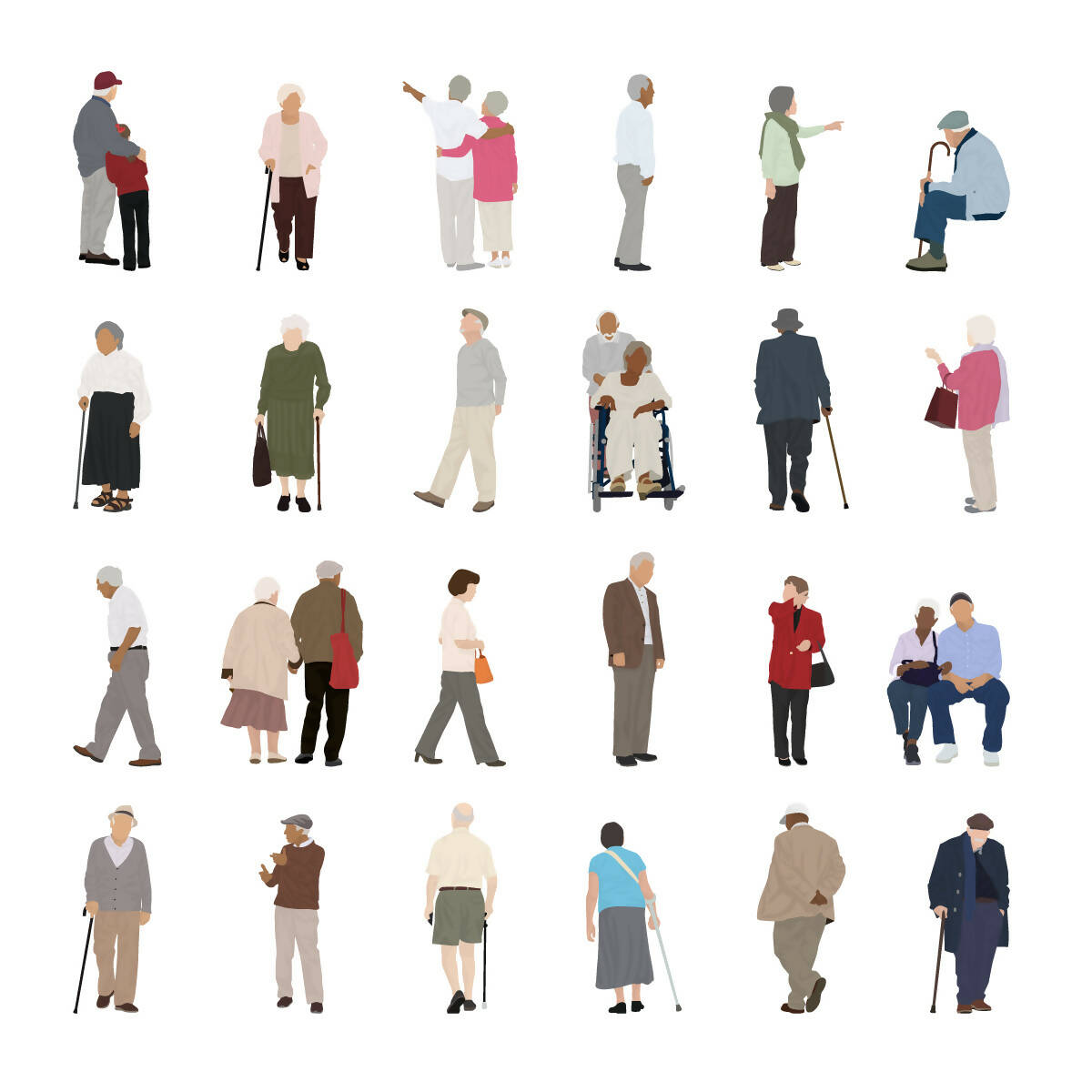 Flat Vector Elderly People | Learn Architecture Online