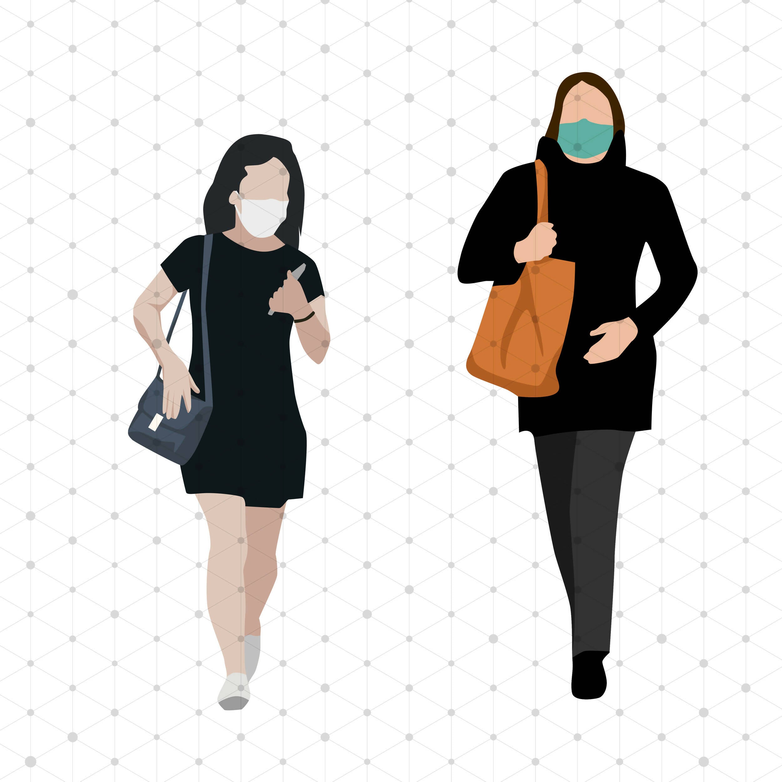 Masked Urban People Cutout Pack — cutout pack for architectural visualisation, preview 4 of 5