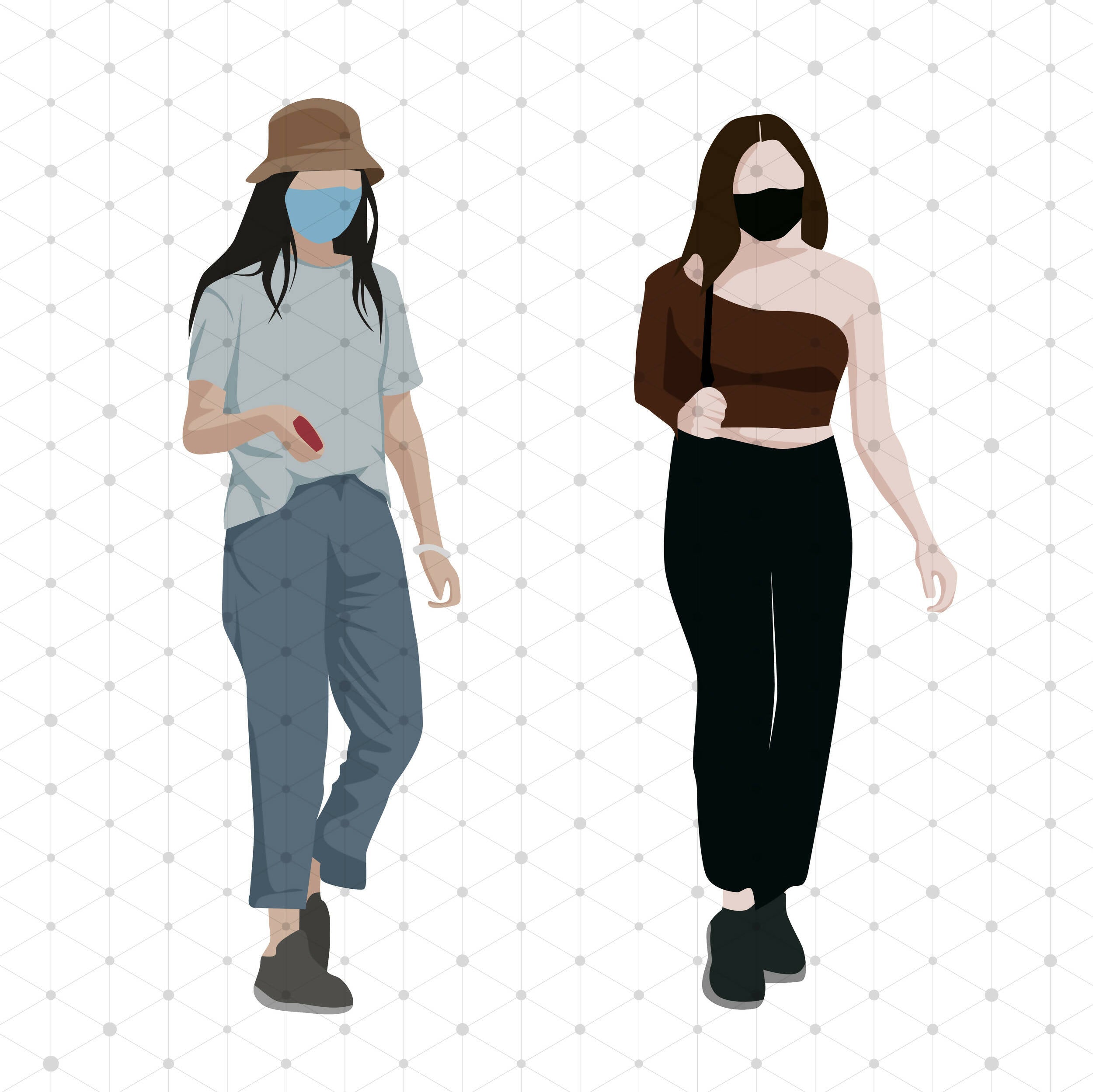 Masked Urban People Cutout Pack — cutout pack for architectural visualisation, preview 5 of 5