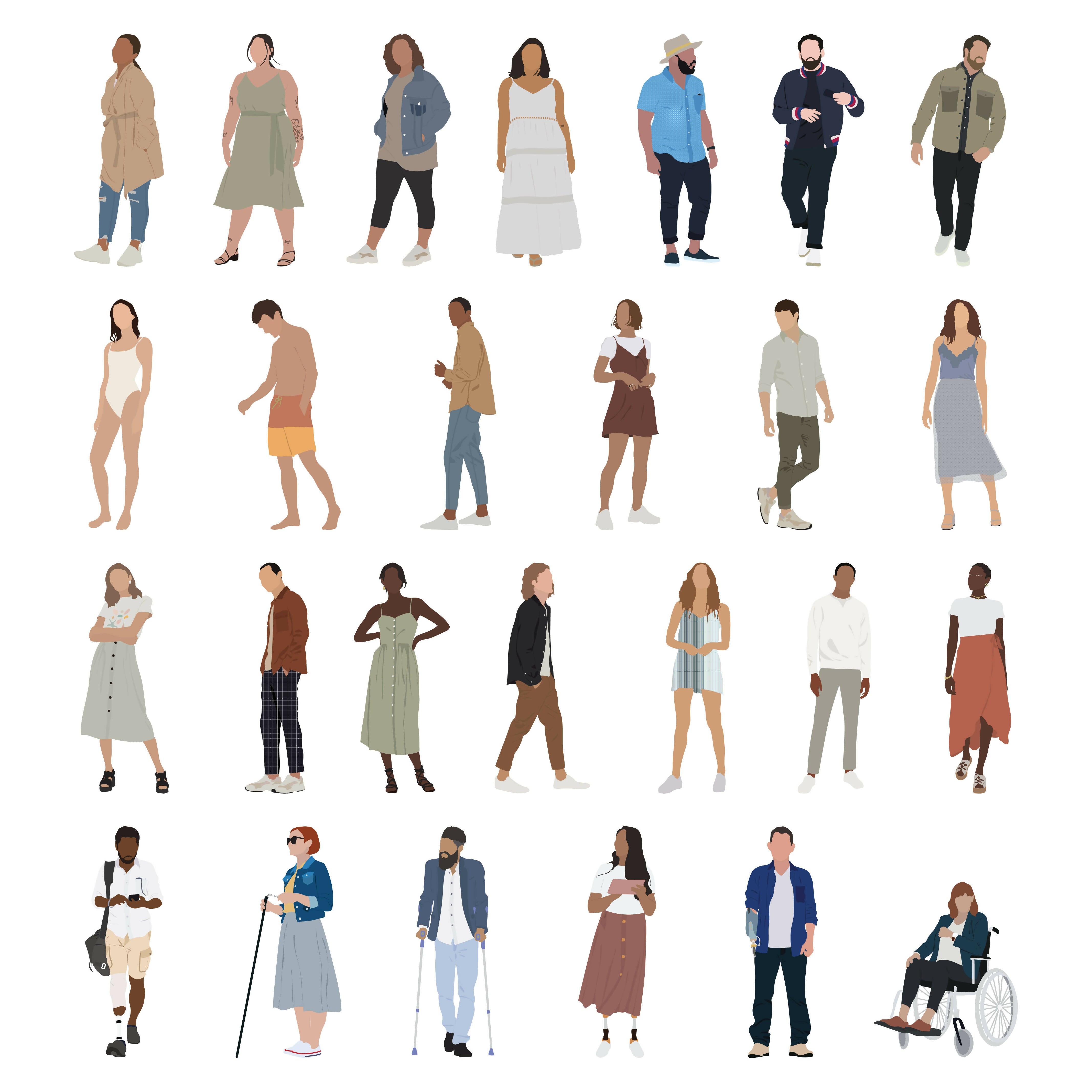 Mega Vector Pack: People, Plants & Animals (220 Figures) — cutout pack for architectural visualisation, preview 2 of 6