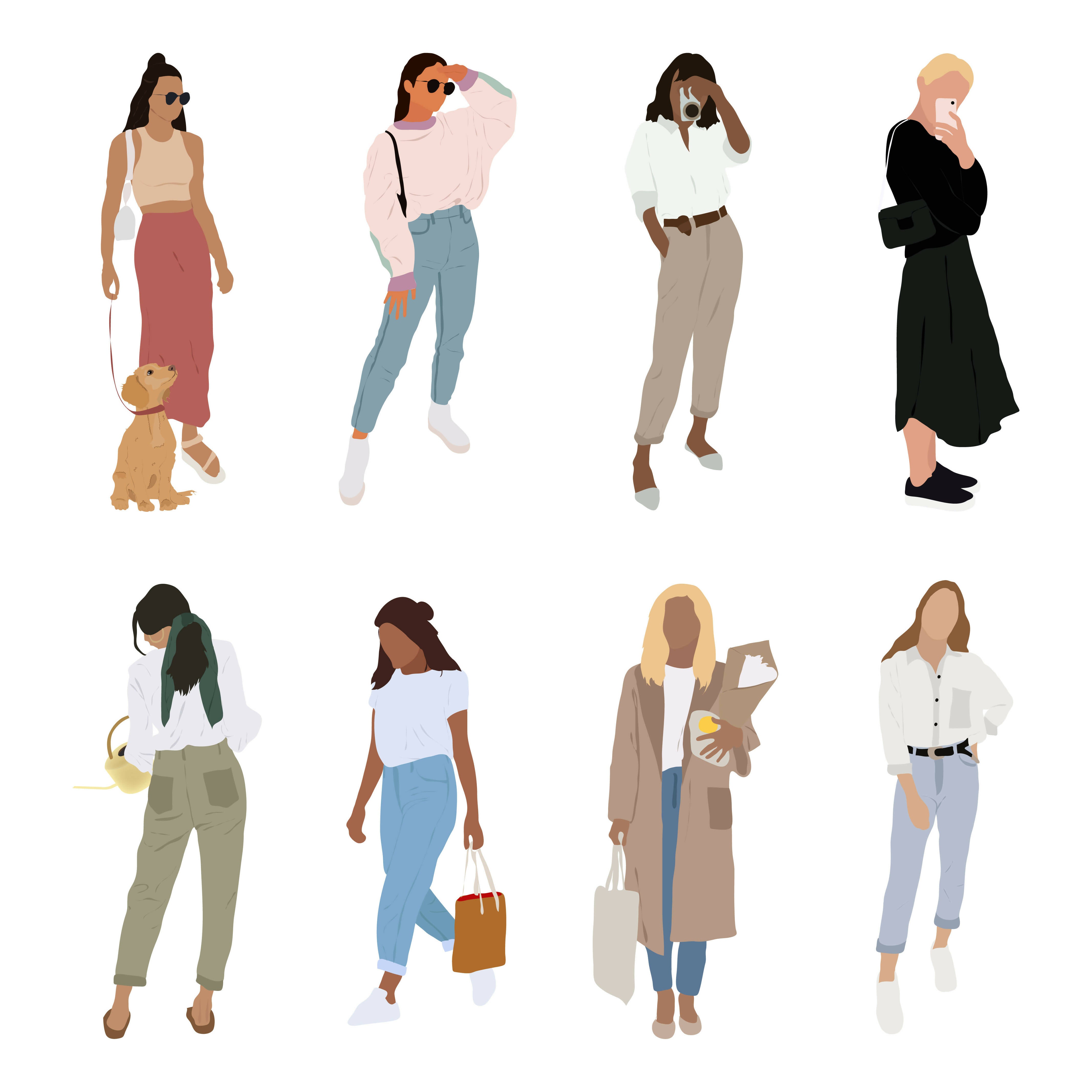 Mega Vector Pack: People, Plants & Animals (220 Figures) — cutout pack for architectural visualisation, preview 6 of 6