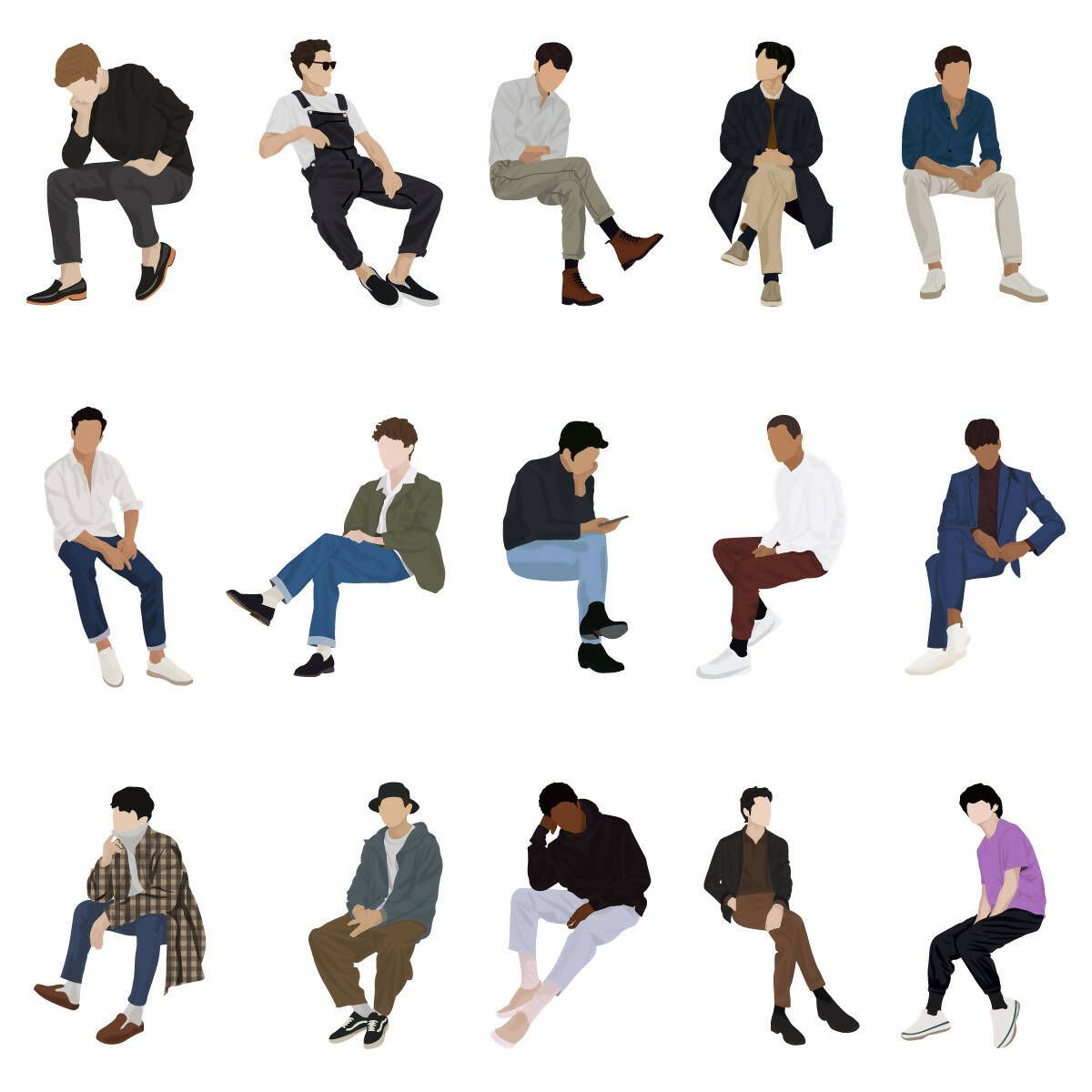 Men Sitting Pack — cutout pack for architectural visualisation