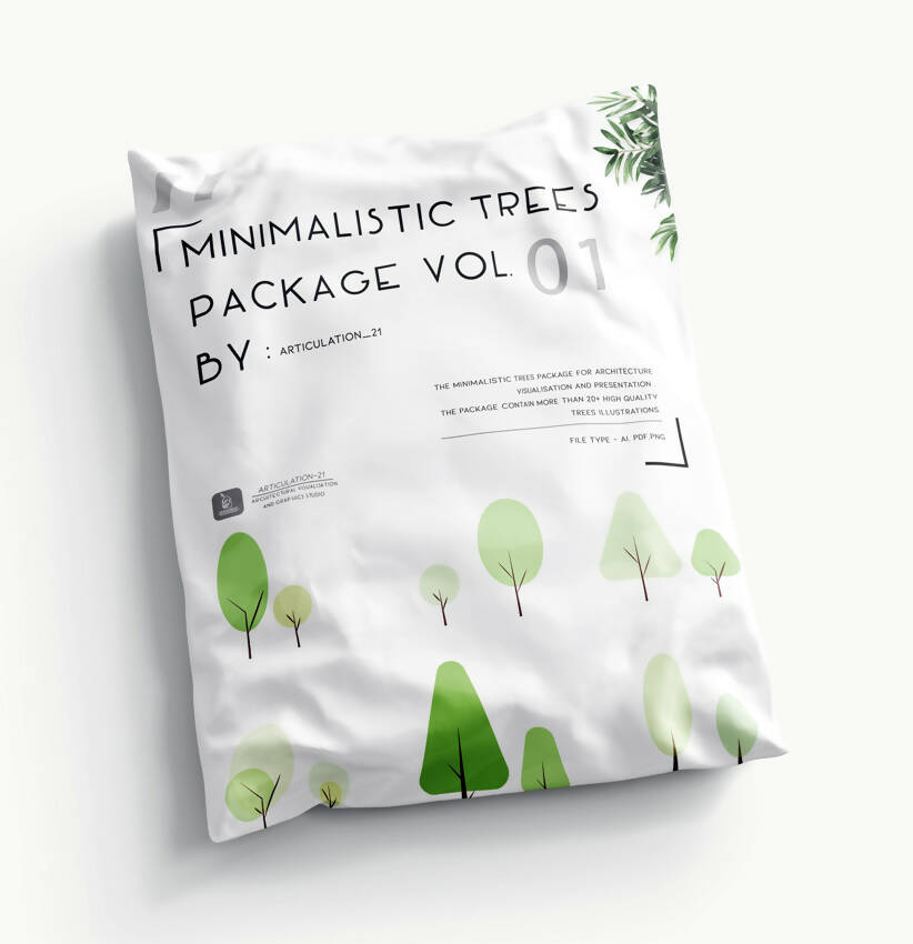 Minimalistic Tree Package — cutout pack for architectural visualisation, preview 1 of 2