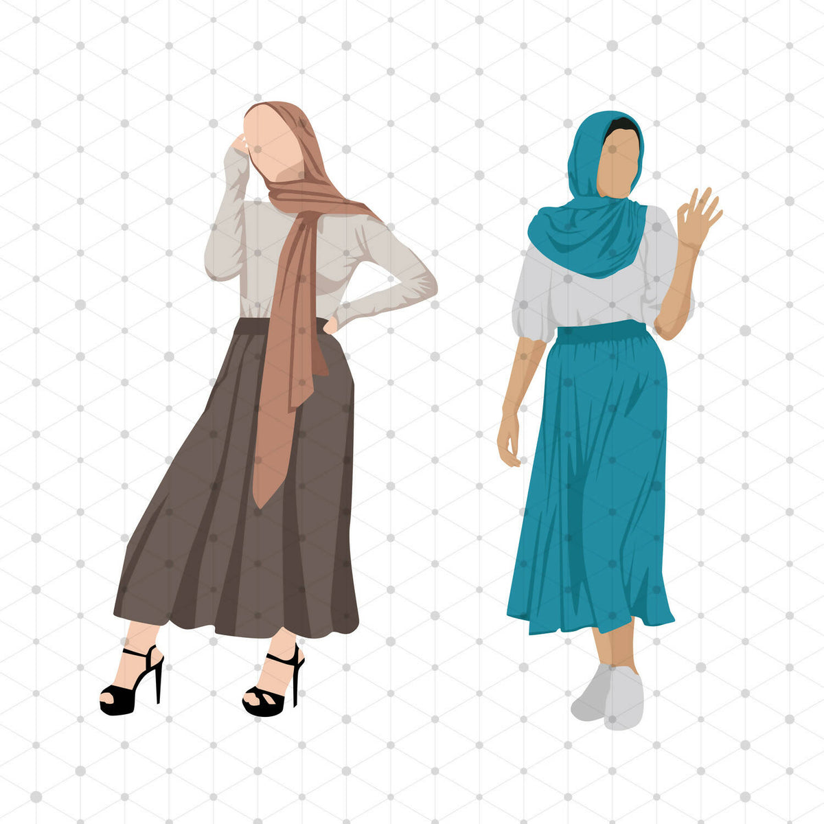 Modern Islamic Women (18 Figures) — cutout pack for architectural visualisation, preview 2 of 5