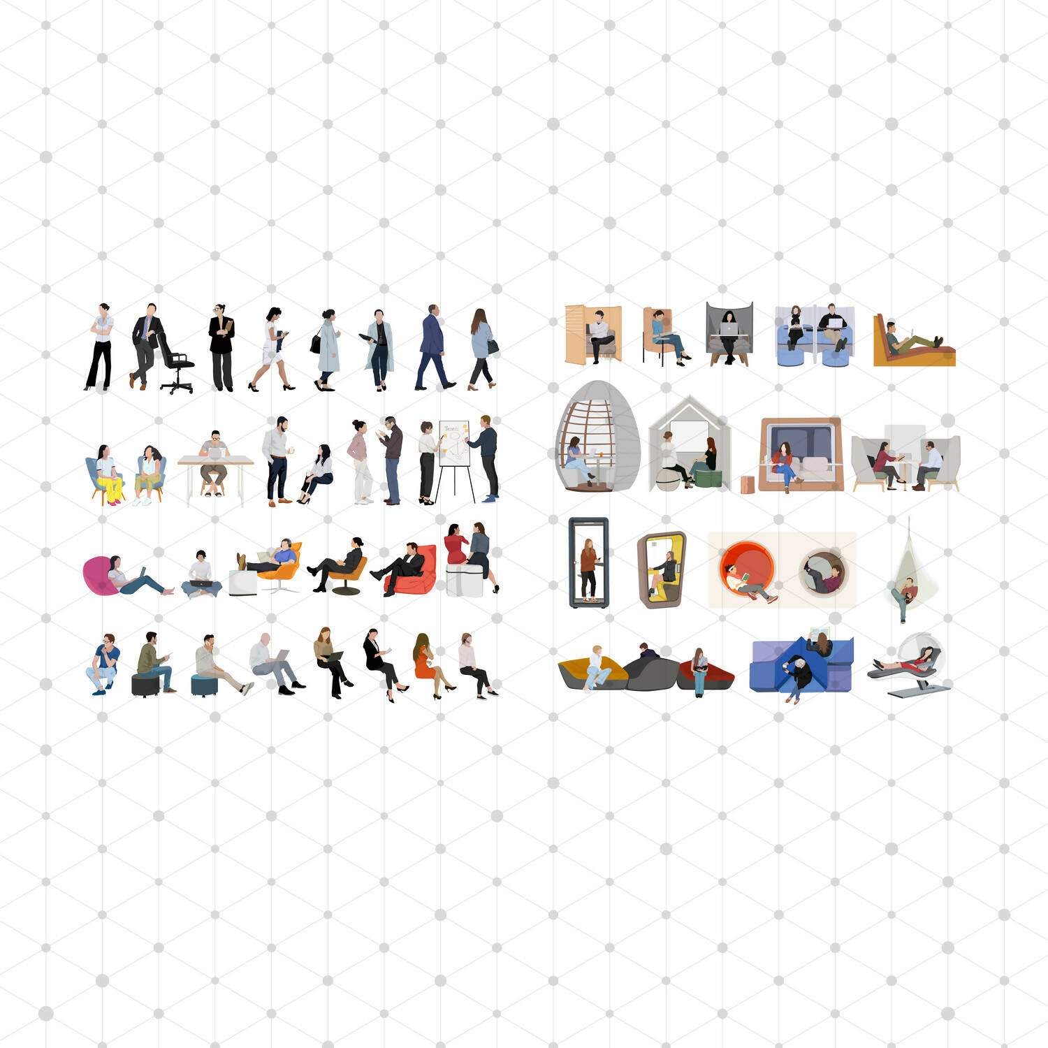 Office People Mega Pack (55 Vectors & PNGs) — cutout pack for architectural visualisation, preview 2 of 5
