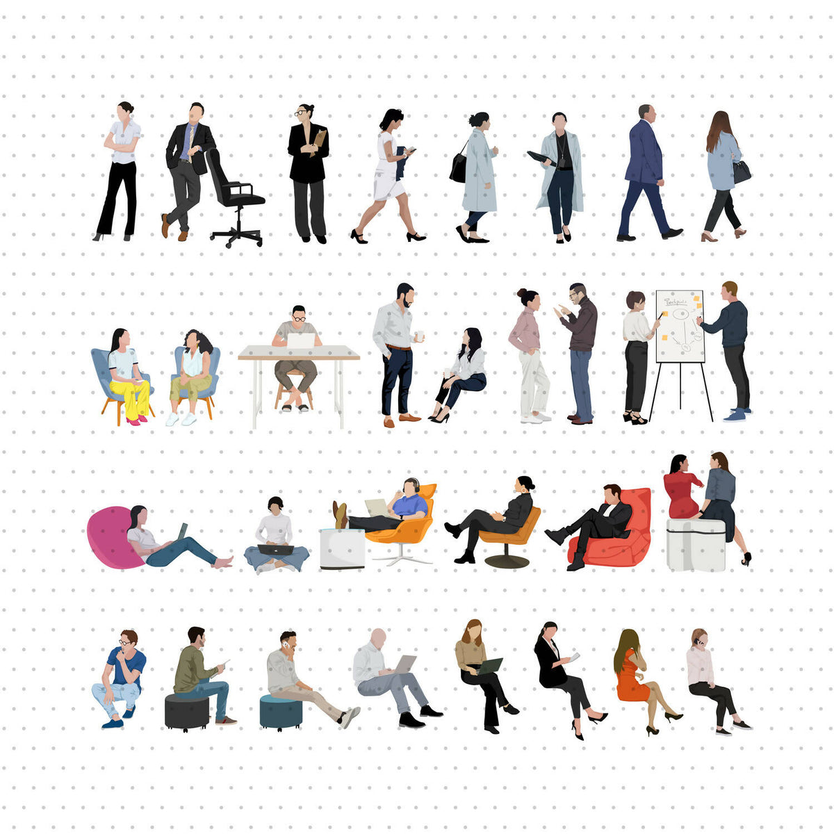 Office People Pack 01 (32 Vectors & PNGs) — cutout pack for architectural visualisation, preview 1 of 5