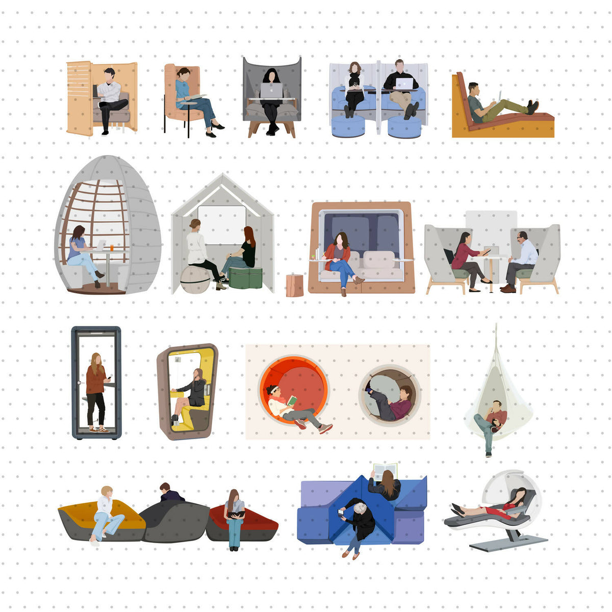 Office People Pack 02 (23 Vectors & PNGs) — cutout pack for architectural visualisation, preview 1 of 5