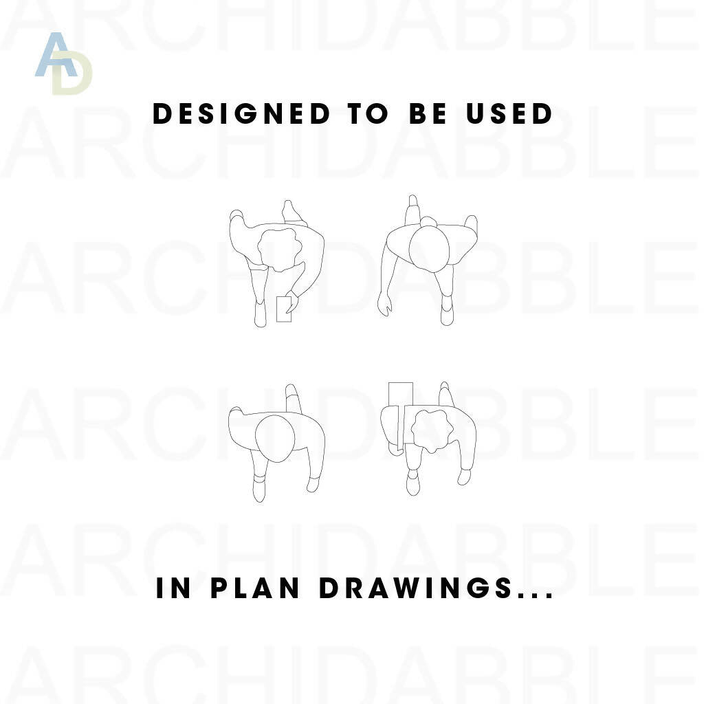 17 Piece Pedestrian Pack — CAD block set for architectural drawings, preview 2 of 3