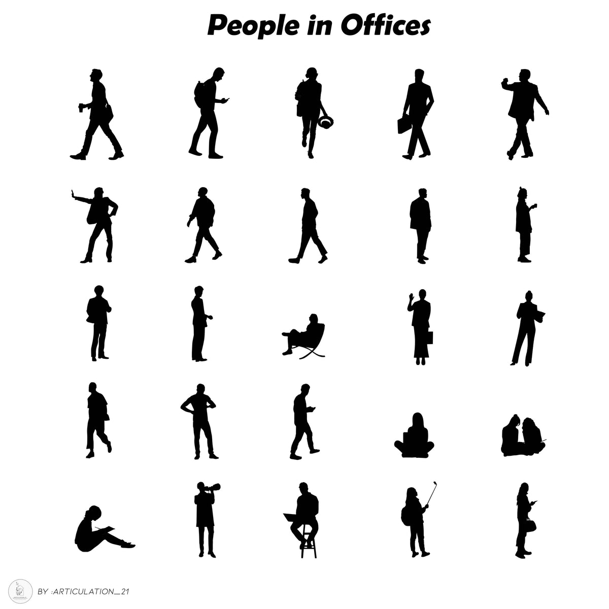 People in Offices Human Figure Brush Preset — brush set for architectural drawings, preview 2 of 2